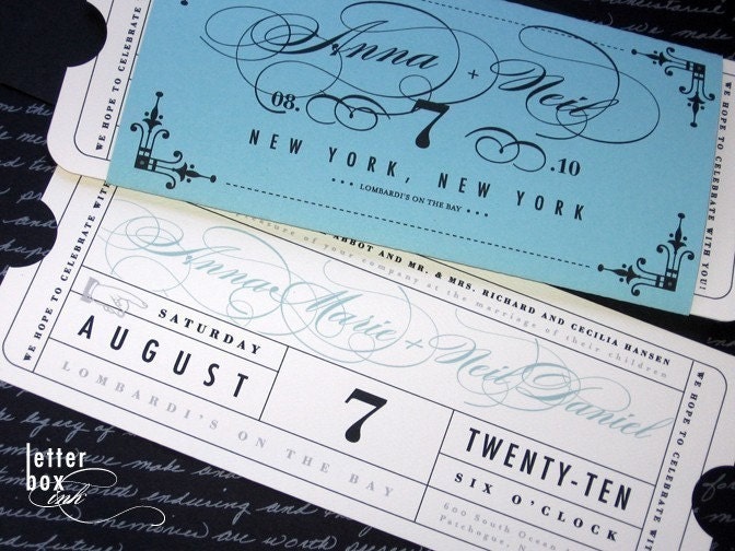 Formal Vintage Ticket Wedding Invitation