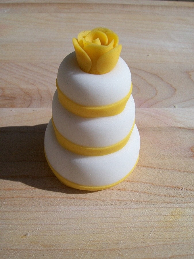 Fondant Mini Wedding Cakes Cake or Cupcake Toppers Set of 6