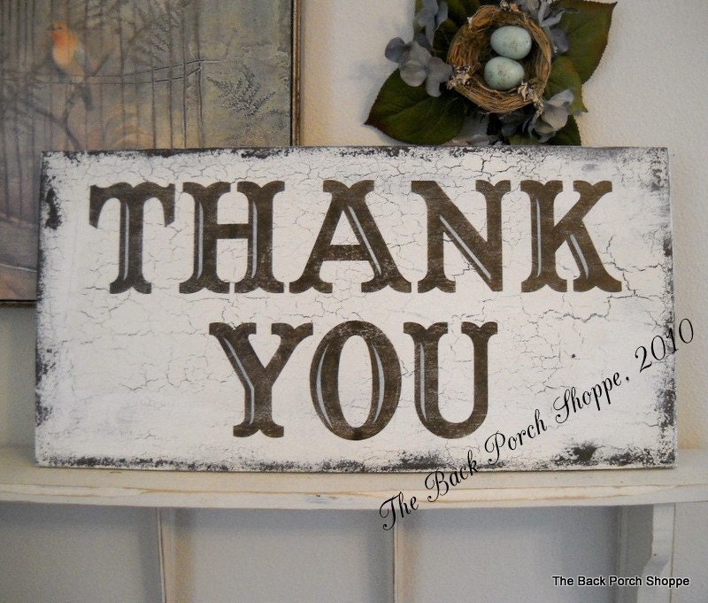 THANK YOU Shabby Cottage Wood Wedding Signs 12 x 24
