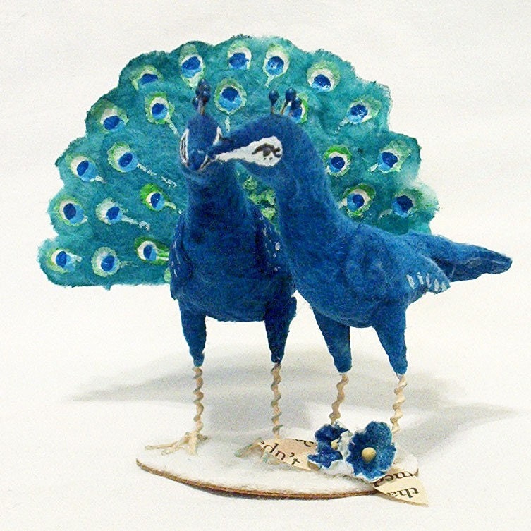 Vintage Inspired Peacock Wedding Cake Topper Made to Order