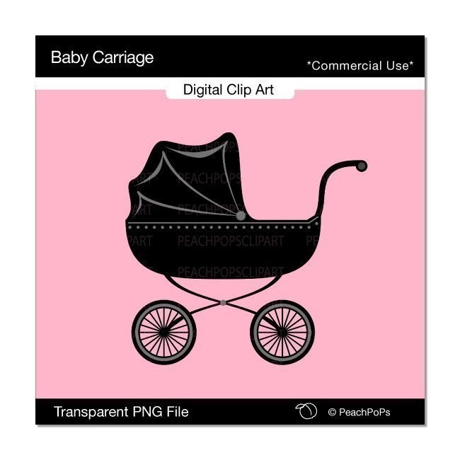 Baby Carriage cute digital clip art chic design element baby buggy 