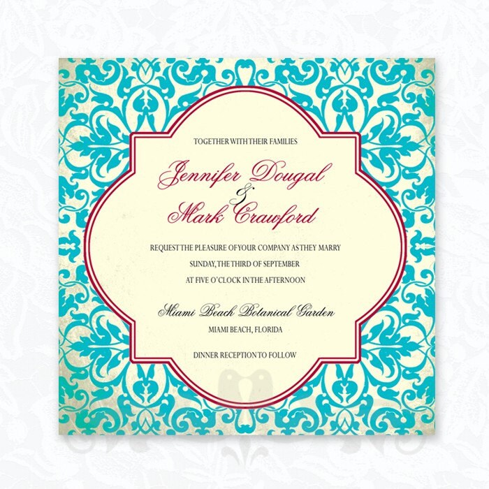 Damask Wedding Invitation DIY printable invitation diy damask wedding