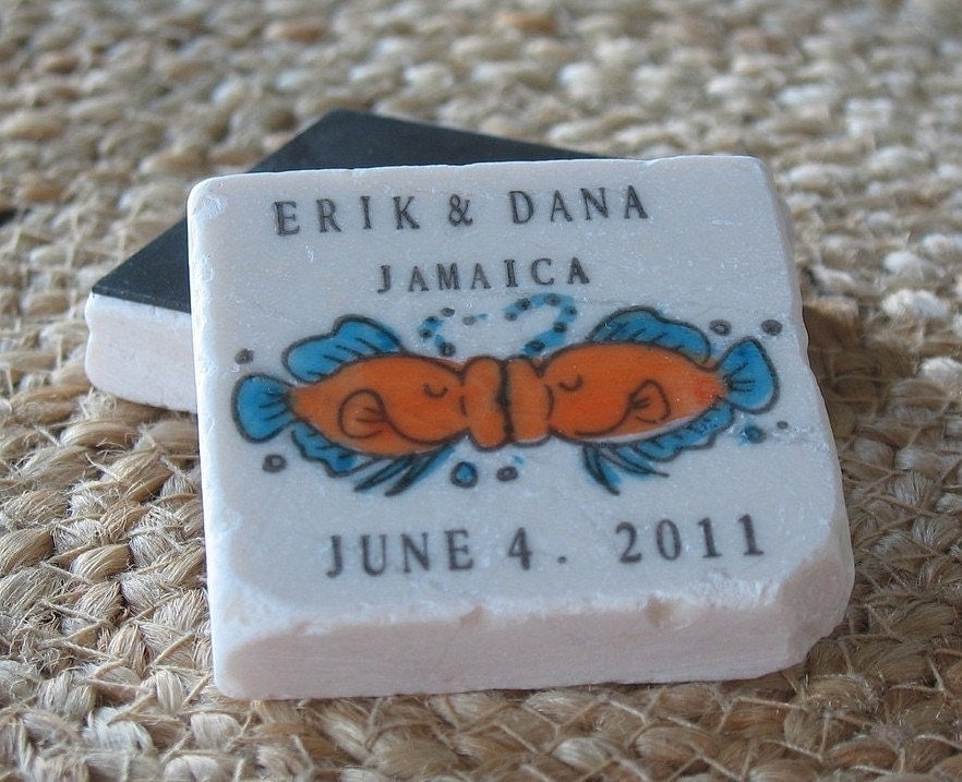 Fish Kissing Save the Date Magnets Wedding Favor Set of 40