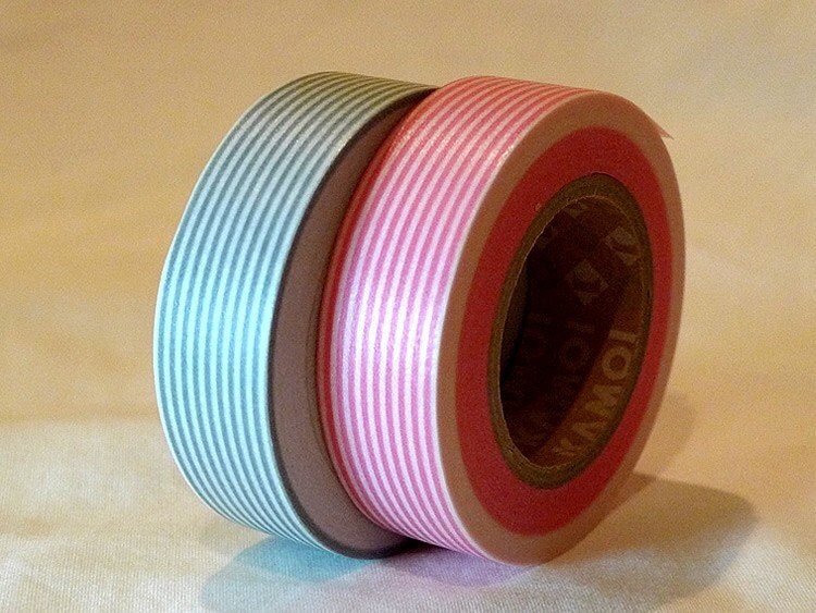 Pink and Grey Wedding Decor Stripes Japanese Washi Tape Set of 2 