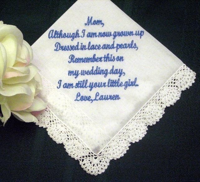 Personalized Wedding Gift Wedding Handkerchief for Mother of the Bride with