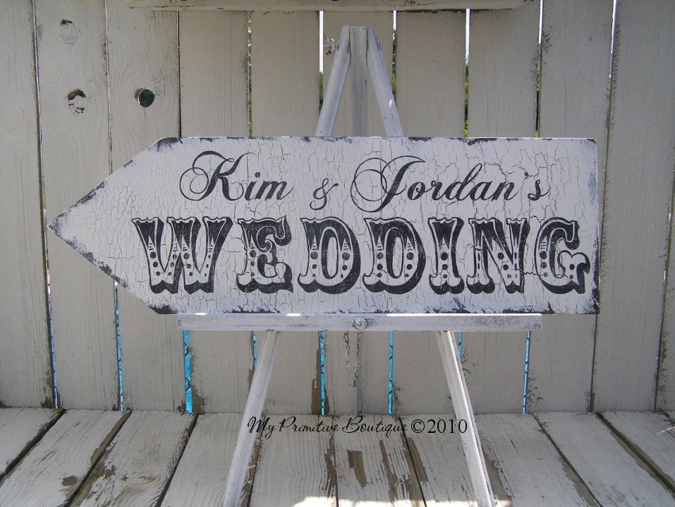 HanD PainteD WEDDING ARROW SIGN This Way To The Wedding Sign 