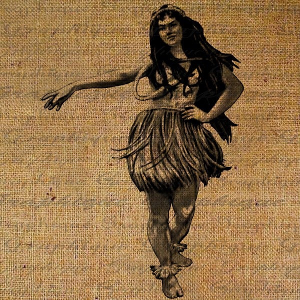 Hawaiian Hula Girl Hawaii Dances Digital Image Download Sheet Transfer To 