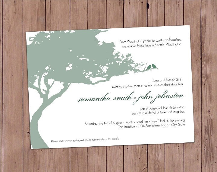 Tree Wedding Invitation Digital File