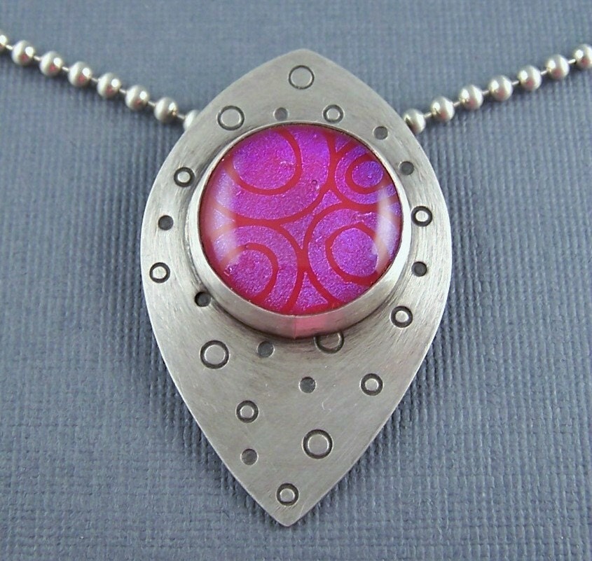 Sterling Silver Dichroic Glass Red And