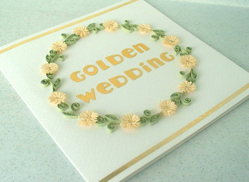 50th anniversary card golden wedding quilled paper quilling