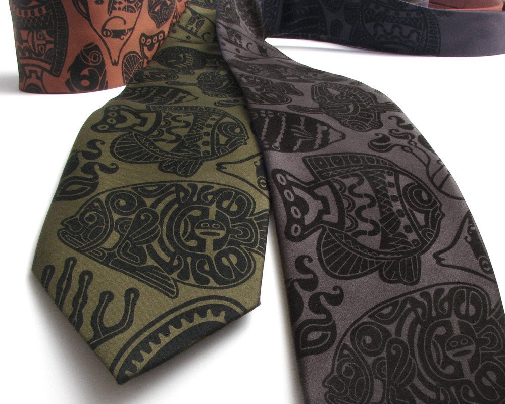 Polynesian Tattoo Fish Necktie
