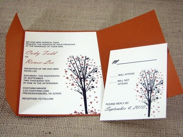 Wedding Invitation Heart Tree Set of 25 From imagdesigns