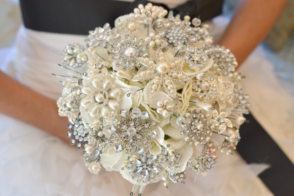 Deposit for classic heirloom pearl brooch bridal bouquet madetoorder 