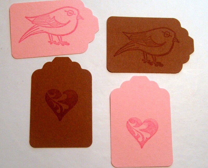 country wedding favor tags small whimsy hearts whimsical birds set 20