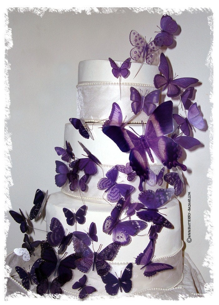 3D BUTTERFLY Purple Lavender Wedding Birthday Cake Topper 41 Multi Sized 