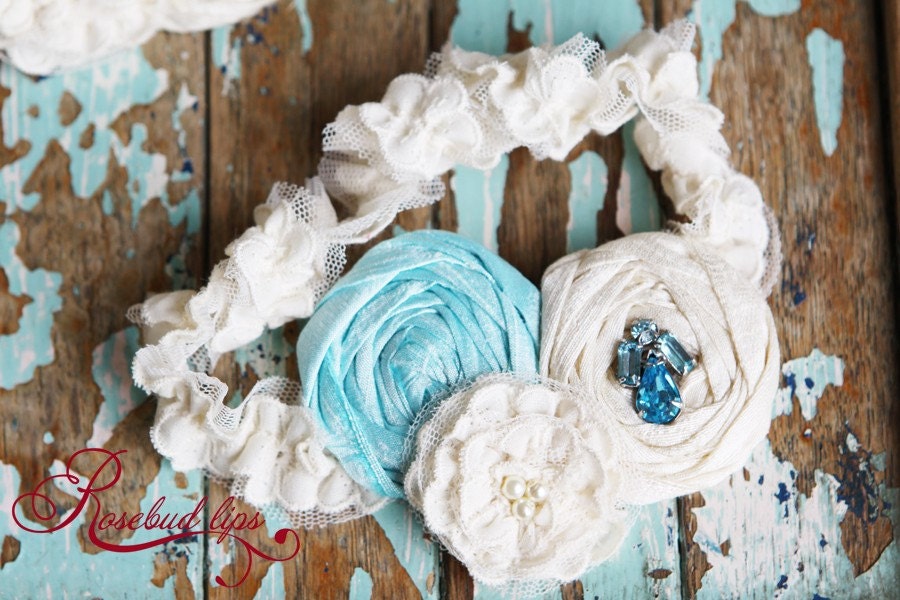 Tiffany Blue Wedding Garter SET From rosebudlips