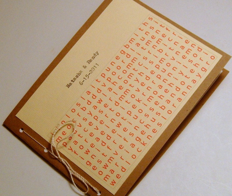 custom wedding favor mini notebook word search your names and dates 
