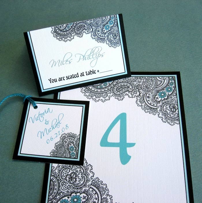 Paisley Reception Paper Sample Set Wedding Favor Tags Placecards Escort