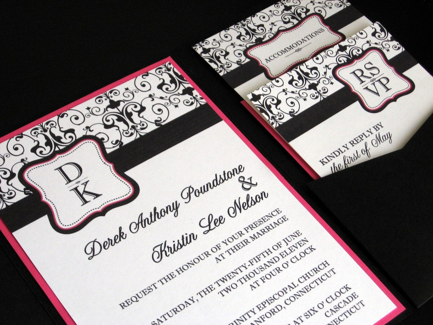 Hot Pink Black Wedding