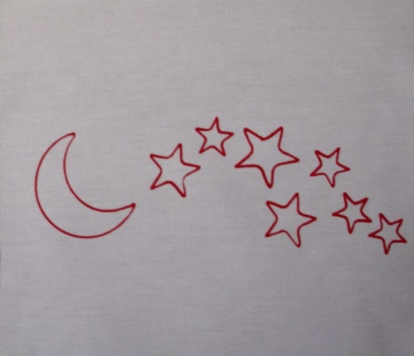 Crescent moon and stars Approx measurements block is 12 square design 