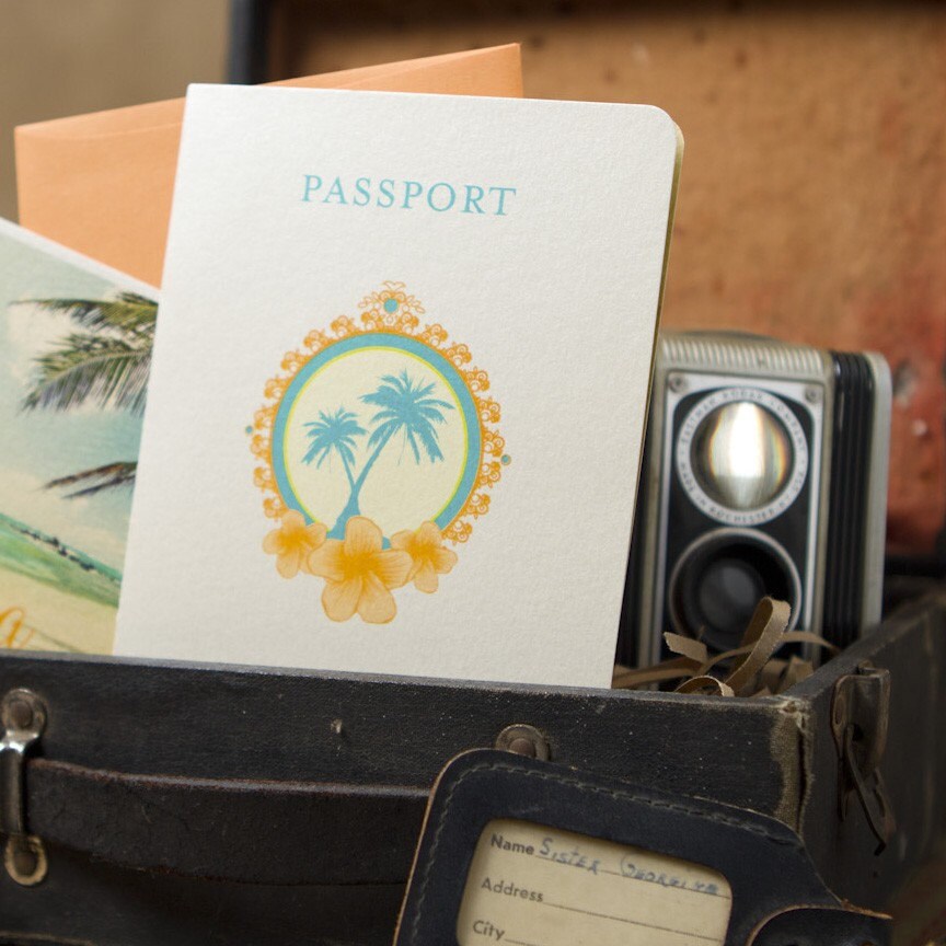 Design Fee Vintage Passport Wedding Invitation Jamaica 