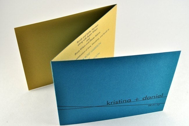 Modern TriFold Wedding Invitation with Perforated RSVP Postcard KRISTINA 