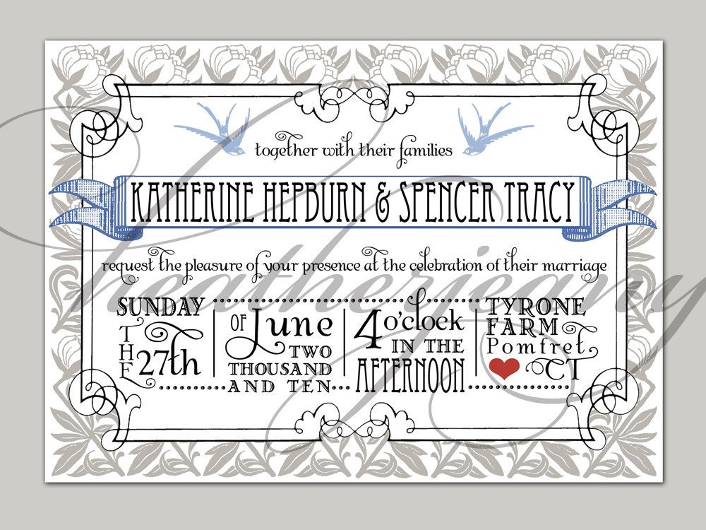 PRINTABLE floral wallpaper inspired wedding invitation and rsvp