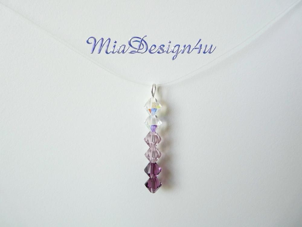 Swarovski Purple Crystal Simple Floating Illusion Wedding Bridal 