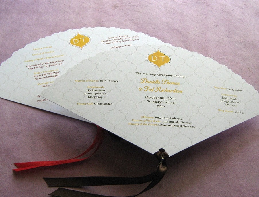 Monogram Fan Program Indian Lattice Wedding Ceremony From ImbueYouIDo