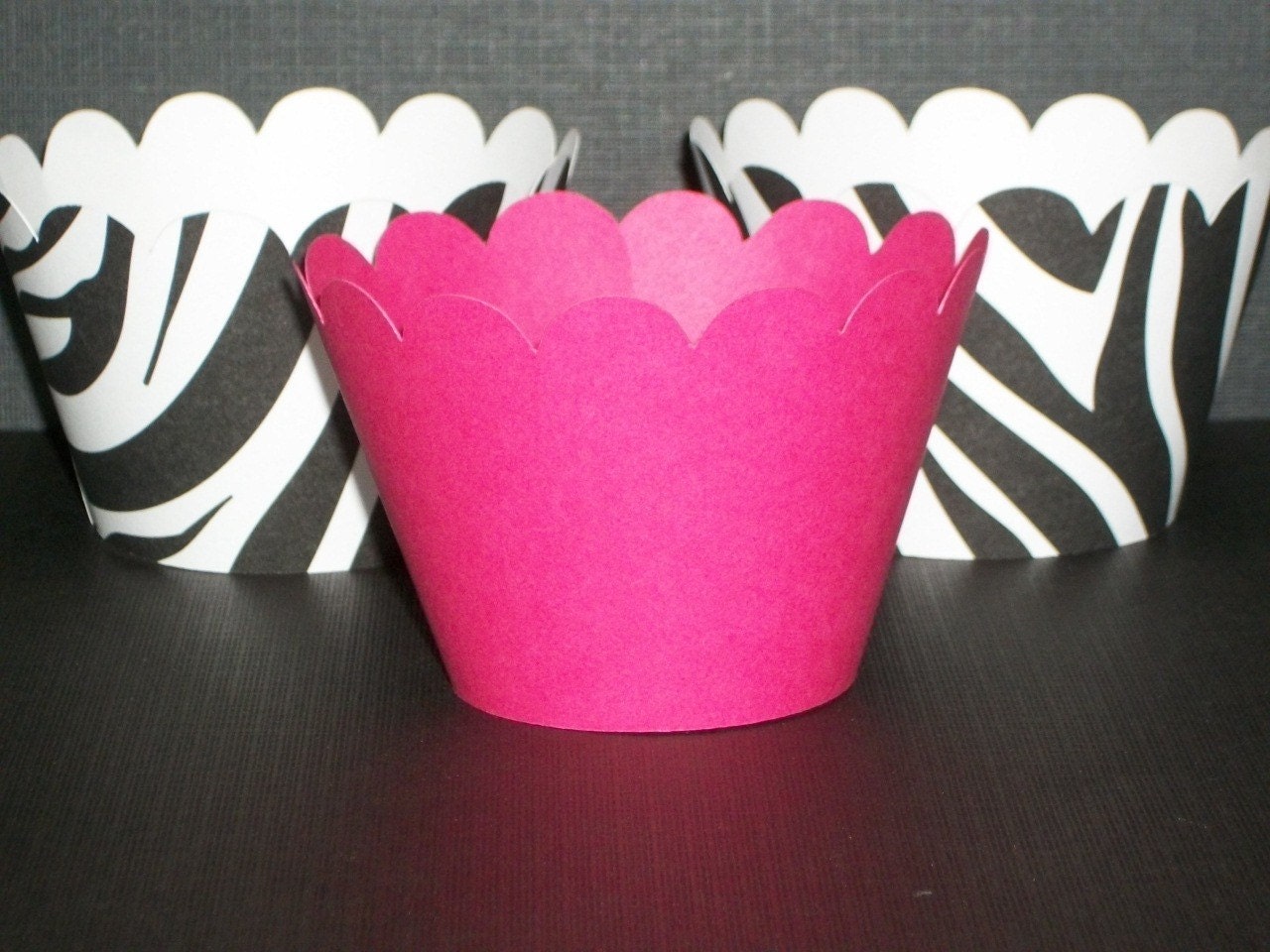 48 Black White Zebra Print with Hot Pink Cupcake Wrappers Wrap your