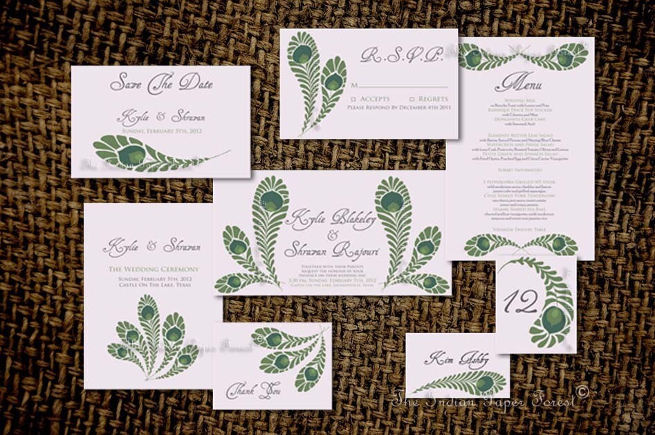 PRINTABLE ROYAL PEACOCK Wedding Invitation Suite 8 Exquisitely Detailed 