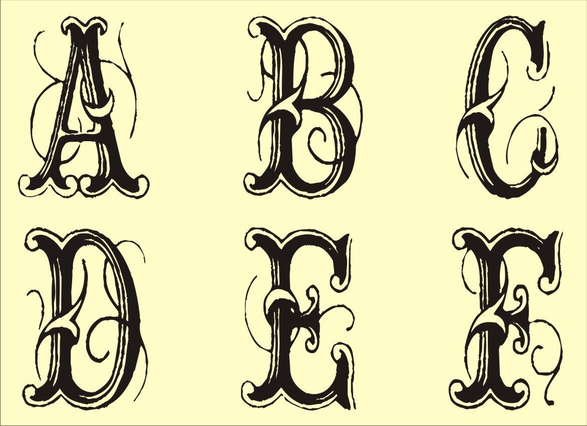 Stencil Alphabet All Capitals Upper Case Extra Fancy Font Five Inches