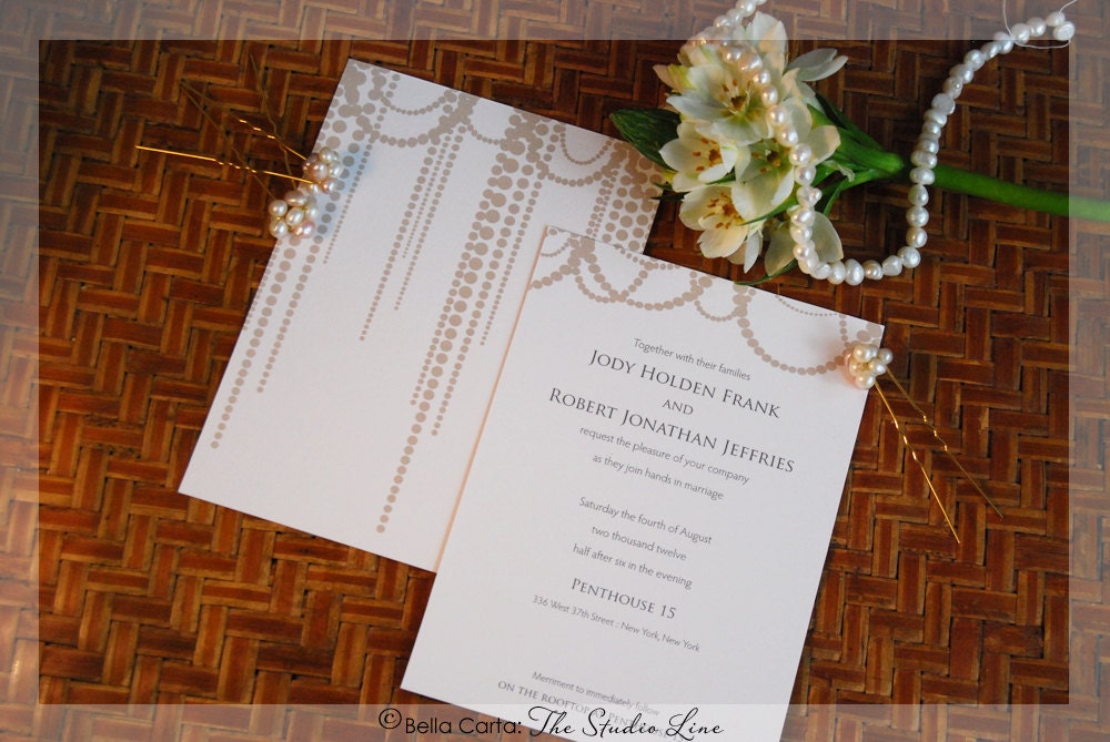 String of Pearls Classic wedding invitation sample Eco Friendly
