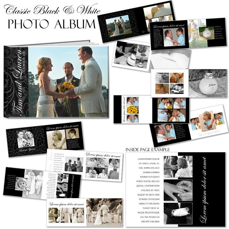 PHOTOBOOK Classic Black White Wedding Design Photoshop Templates for 