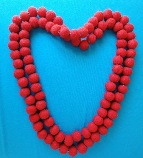 Felted red necklace