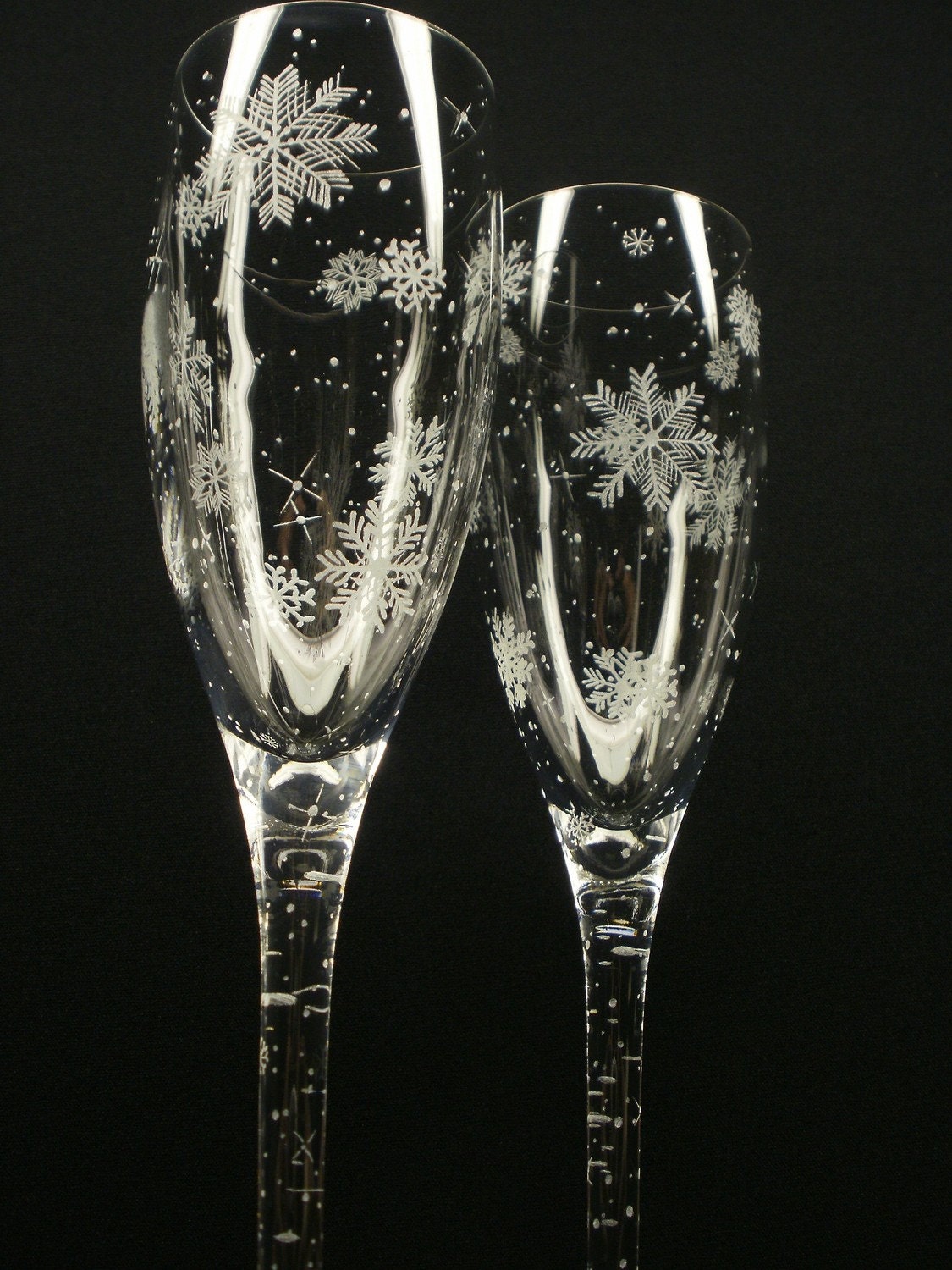 Two Hand Engraved Champagne Flutes. From daydreemdesigns