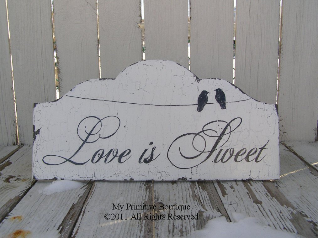 LOVE IS SWEET Vintage Wedding Sign Candy Table Sign Dessert Table Sign 