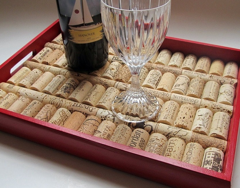 Tuscan Red Wine Cork Serving Tray From LizzieJoeDesigns