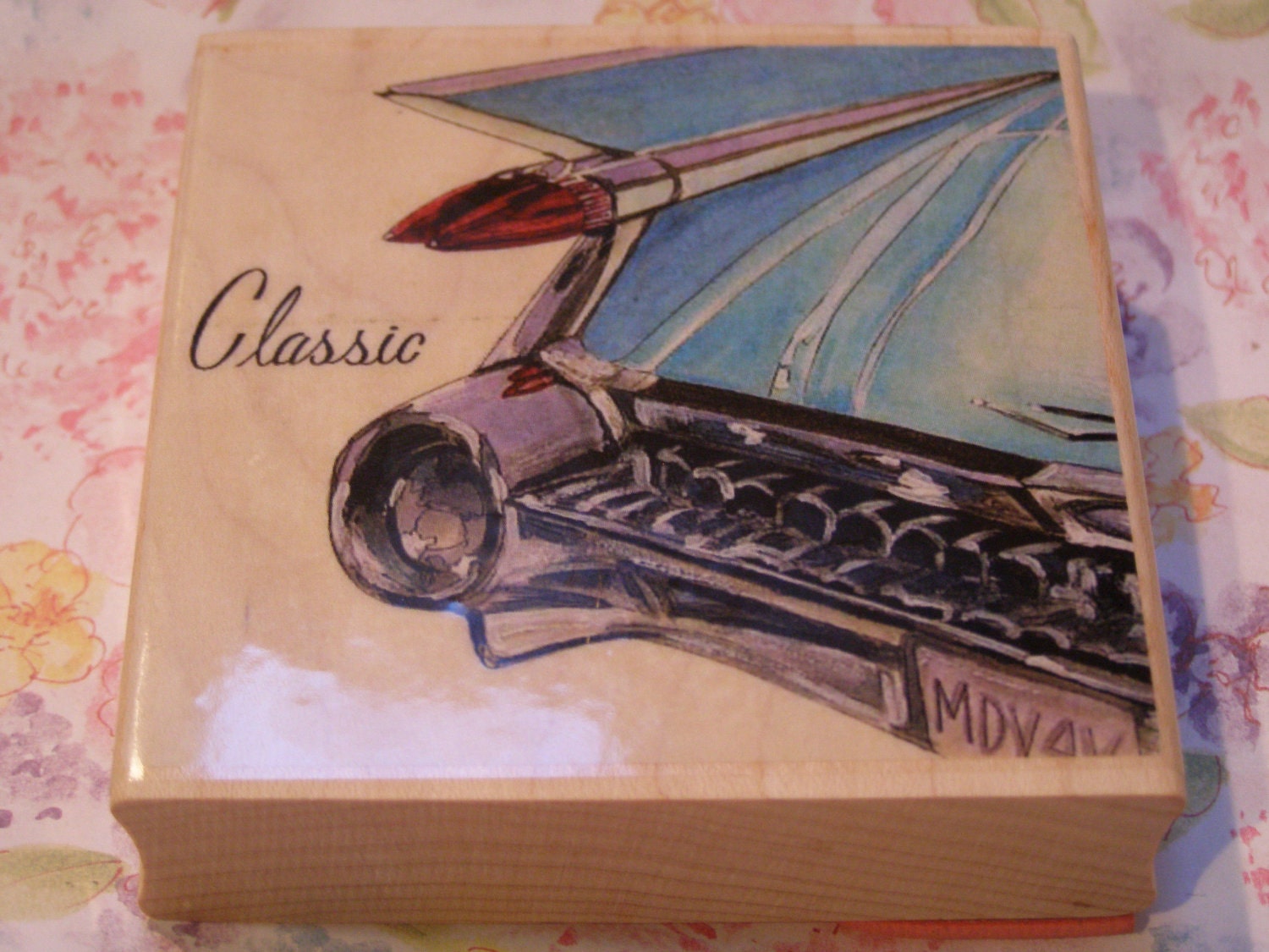 Classic Car wood mounted Rubber Stamp