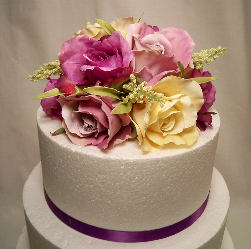 Purple Lavender Ivory Rose Wedding Cake Topper From ItTopsTheCake