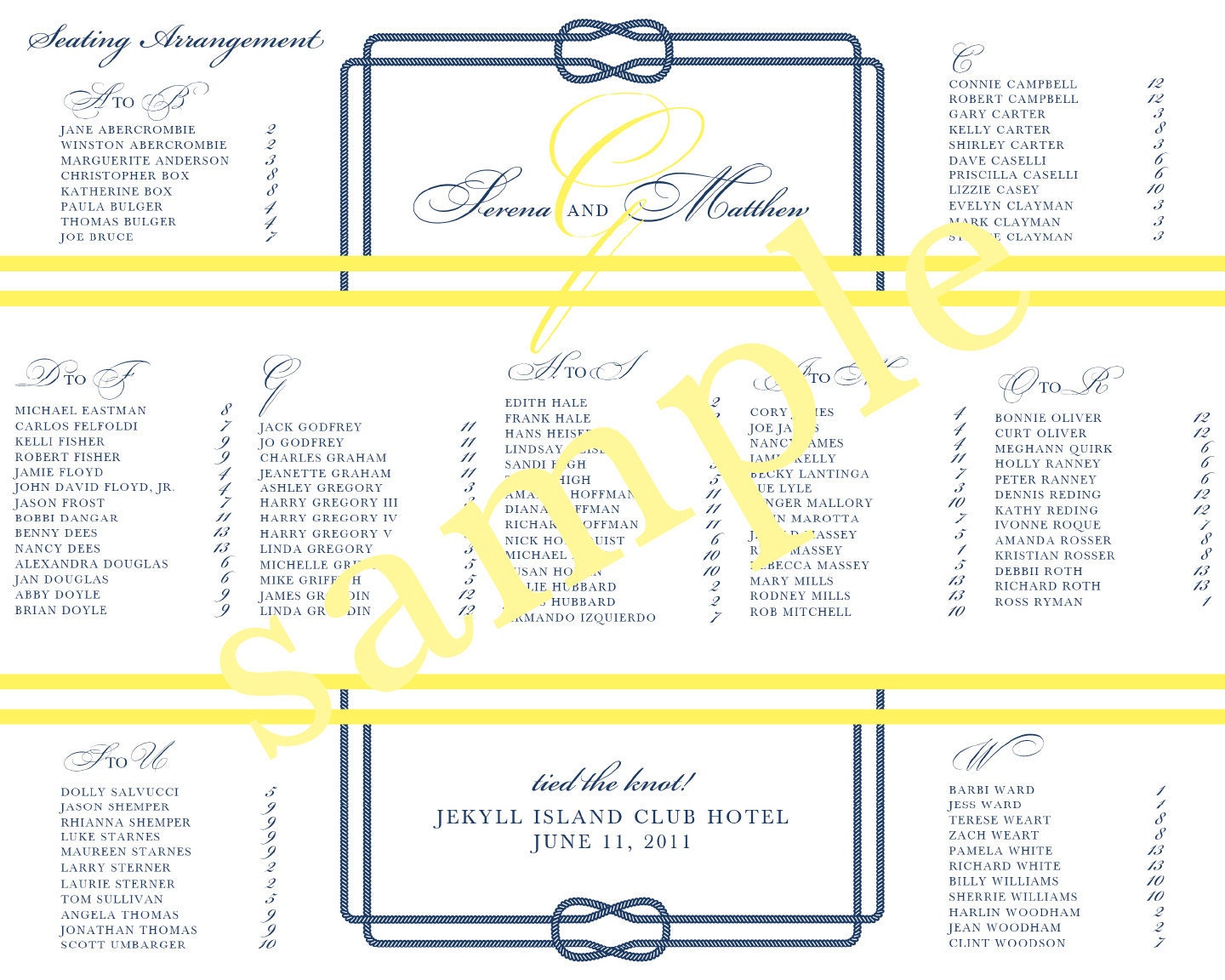 word template for wedding seating chart