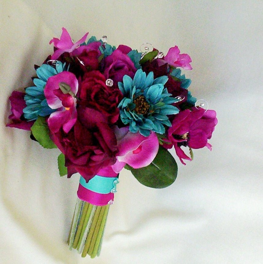 Destination Wedding Flowers Turquoise Fuschia Custom Payment for Julie
