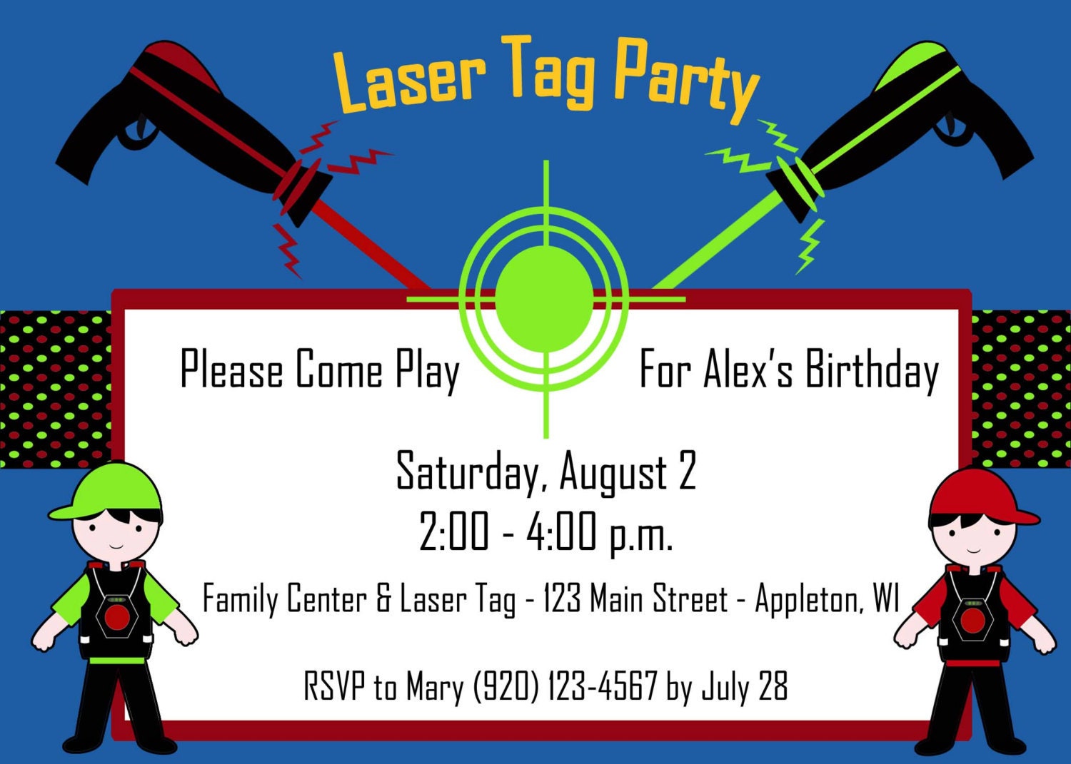 laser tag party invitation