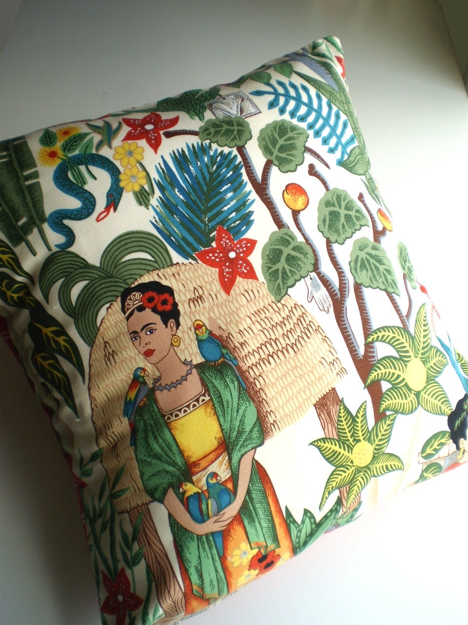 Frida Kahlo mexico artist Pillow Cushion cover birds n palms