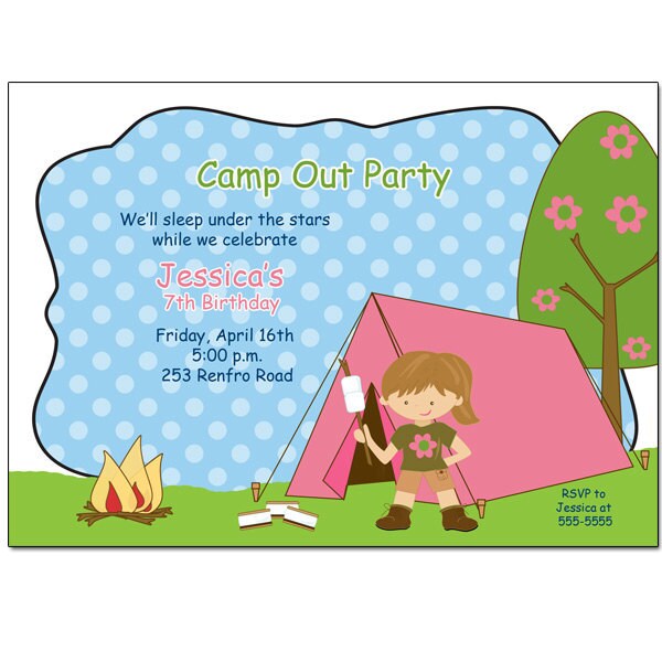 Girl's Camping Invitation