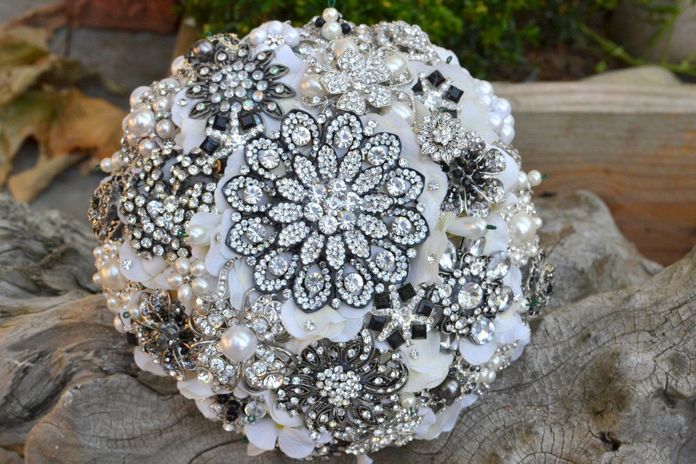Deco bridal brooch bridal bouquetdeposit on a made to order bouquet