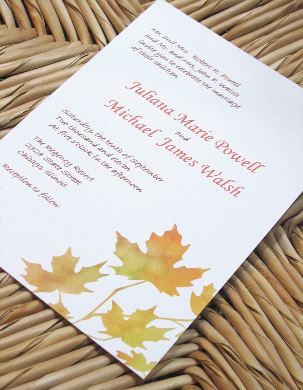 wedding invitation card sample