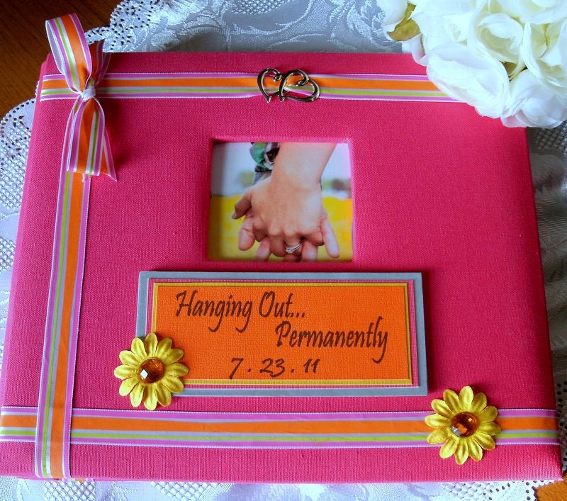 Fuschia Orange Yellow Wedding Guest Book Scrapbook RESERVED for Annie