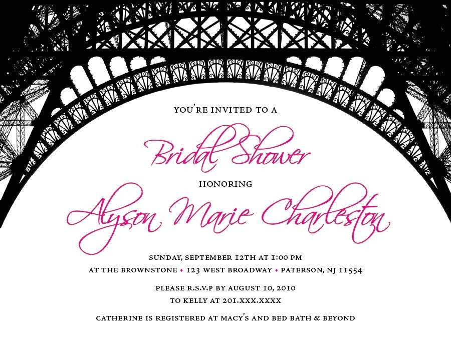 Paris Theme Bridal Shower Invitations Reserve Listing nafs19