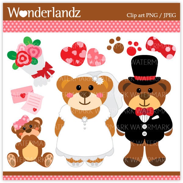ZA3 Wedding Teddy Bear digital clip art teddy bear plushies dolls 